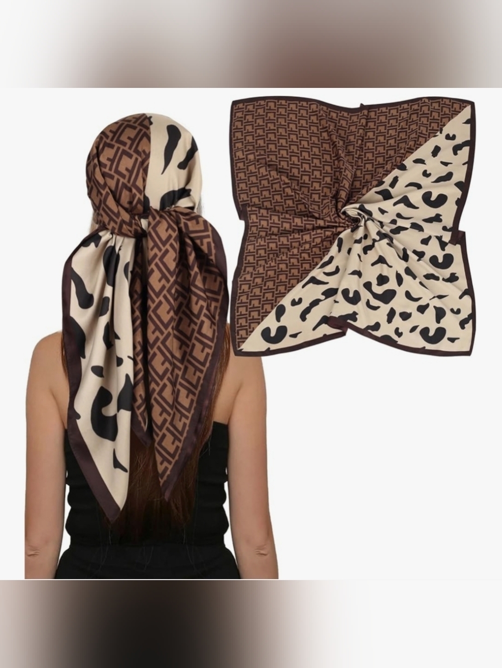 1 Left! Brown and Cream Patterned Scarf